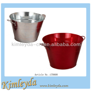 Large Transparent Red Round cooler tub Metal Party Tub