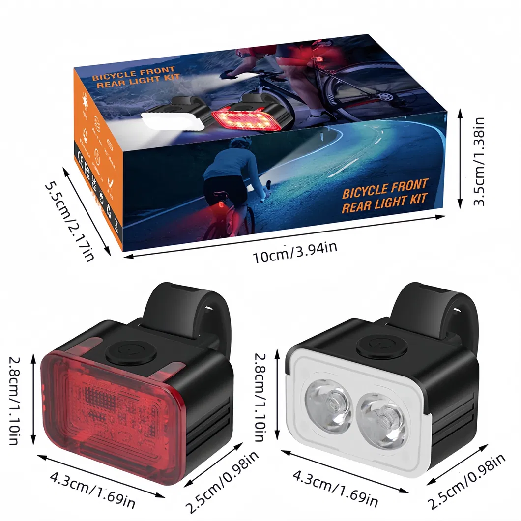 USB Rechargeable Waterproof LED Bike Light Set for Safe Night Riding