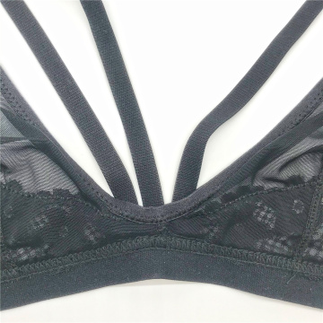 personalizar conjunto de lingerie sexy de renda transparente com 2 peças