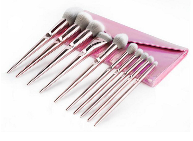 10pcs Cosmetic Brush Pink Cosmetic Makeup Brush Set with Bag