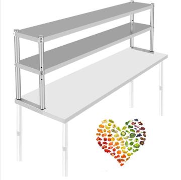 Height Adjustable Double Tier Stainless Steel Commercial Kitchen Over Shelf