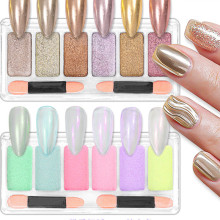 Nail Supplies Gradient Powder - Magic Mirror Powder 6-Color Combination Set for DIY
