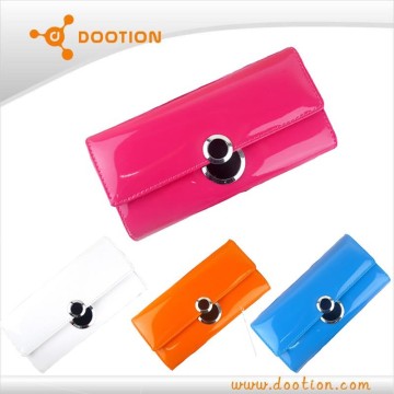 fashion 3 fold wallet with patent leather
