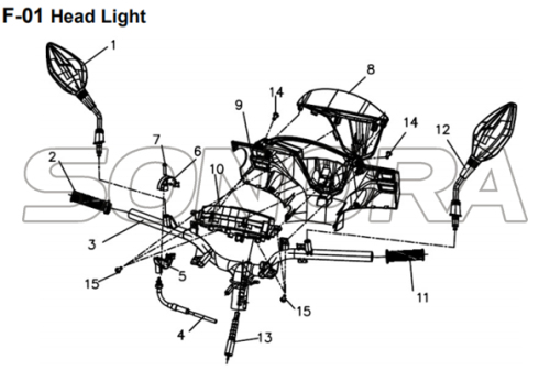 F-01 Head Light para XS175T SYMPHONY ST 200i Peças Sobressalentes de Alta Qualidade