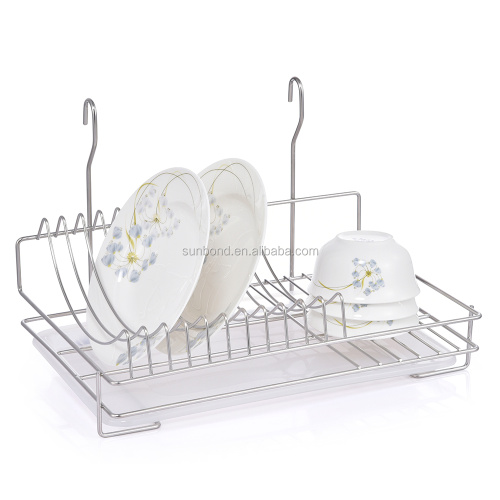 storage dish drying rack with plastic tray