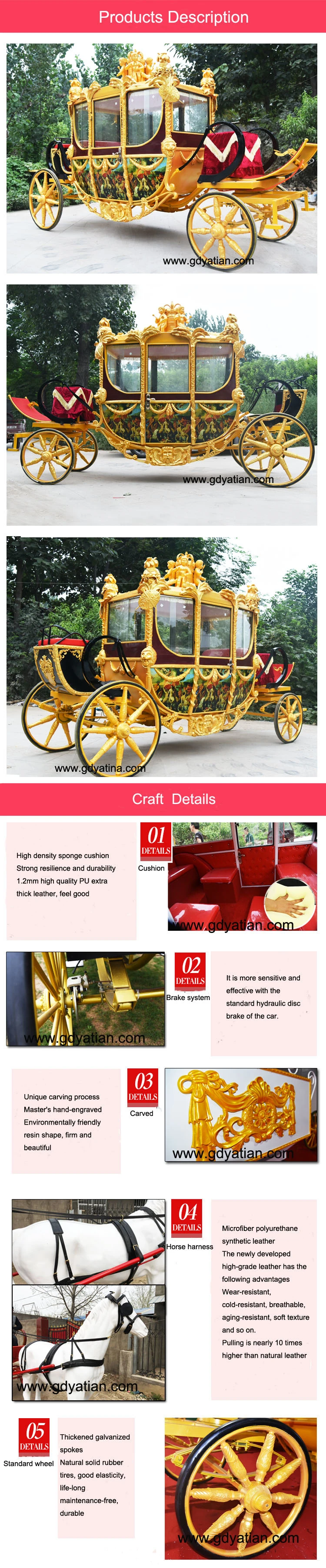 Christmas Royal Horse Carriage Princess Wagon for Europe