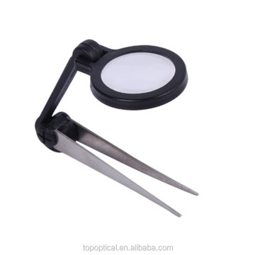 Folding LED Magnifier Tweezer Loupe YJ7064A-led