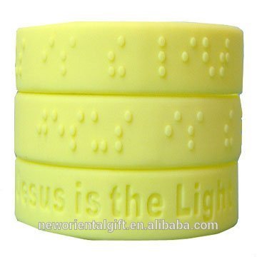 Embossed braille silicon rubber wristbands