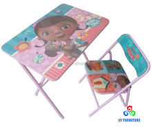 Wholesale Metal Folding Kids Cartoon Study Table and Chair Sets