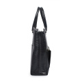 Black Croc-Embossed Italian Leather Business Tote