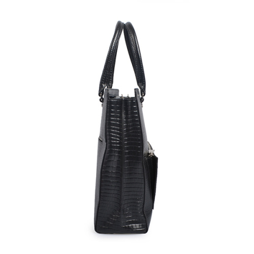 Sac fourre-tout en cuir italien grainé croco noir