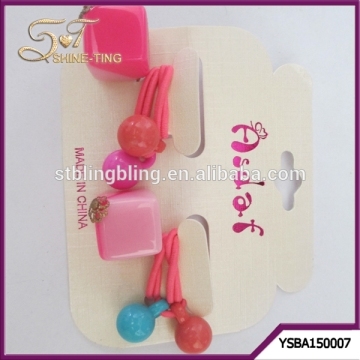 2015 wholesale square jelly bead elastic hair tie factory price