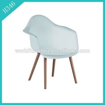 plastic chair with wooden legs