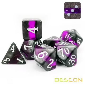 Bescon Mineral Rocks GEM VINES Polyèdre D&amp;D Dice Set de 7, RPG Jeu de rôle Dice 7pcs Set d&#39;AMETHYST