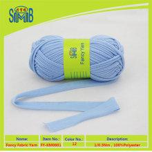 Oeko-Tex best quality fabric crocheting yarn for carpets fancy fabric ribbon 100% polyester hand knitting yarn