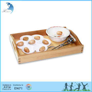 Kindergarden EN71 montessori wooden toddler egg tray