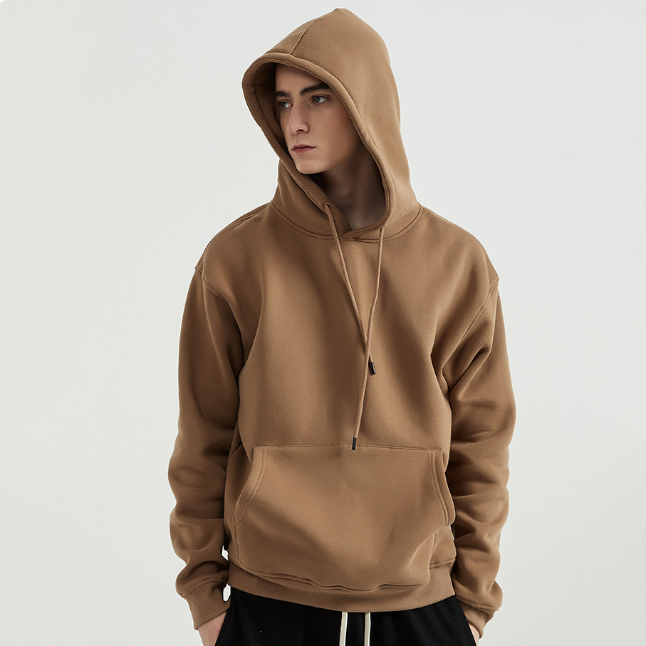 Pull à capuche simple de couleur unie pour hommes