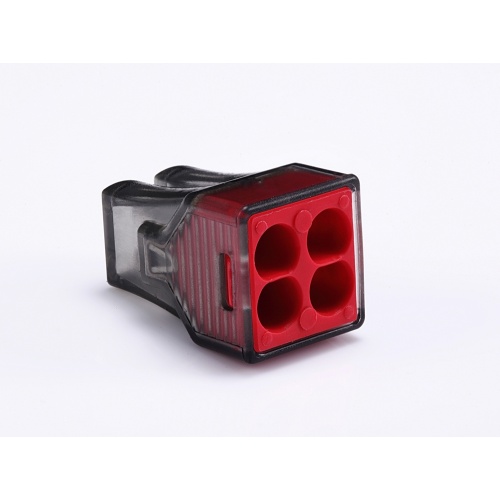 Conector Push Wire 4 Polos Negro Rojo Carcasa