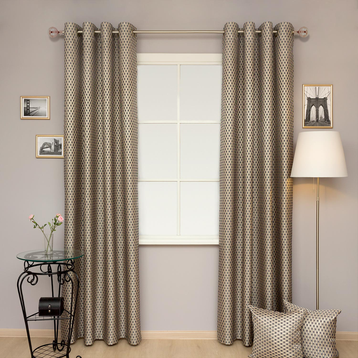 Two-ring pattern ball curtain rod hot sale