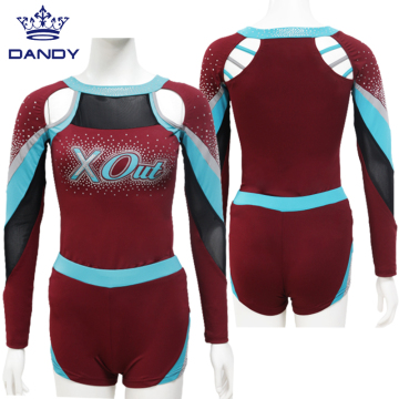 Custom Maroon cheerleading uniforms sexy cheerleading skirt