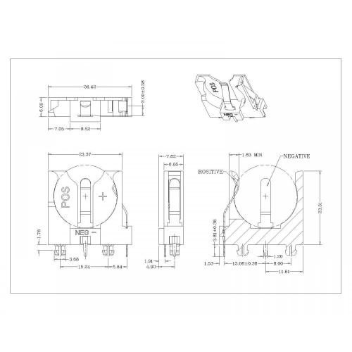 BR2012 için BT-S-SN-B-CR2032X-065 para hücre tutucusu