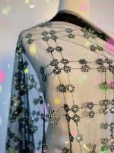 100% Polyester mesh embroidered lace embroidered piece fabric