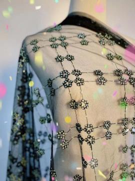 100% Polyester mesh embroidered lace embroidered piece fabric