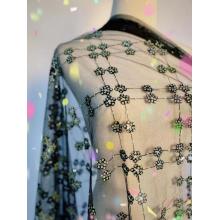 100% Polyester mesh embroidered lace embroidered piece fabric