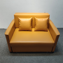 2-Seater Leather Pull-Out Sofa Bed with Storage for Bedroom Furniture