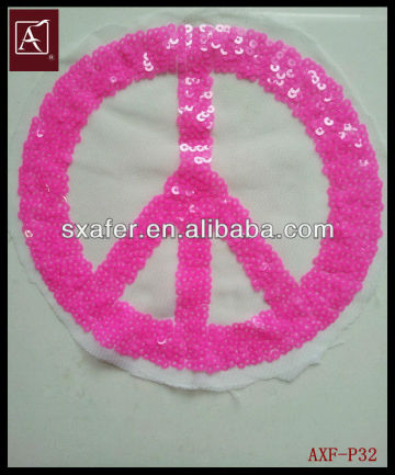 fashion peace sequin applique patch