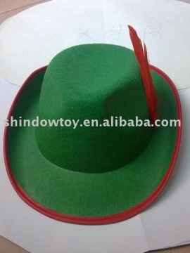 Carnival hat /Festvial hat /Party hat green color hat with red Feather