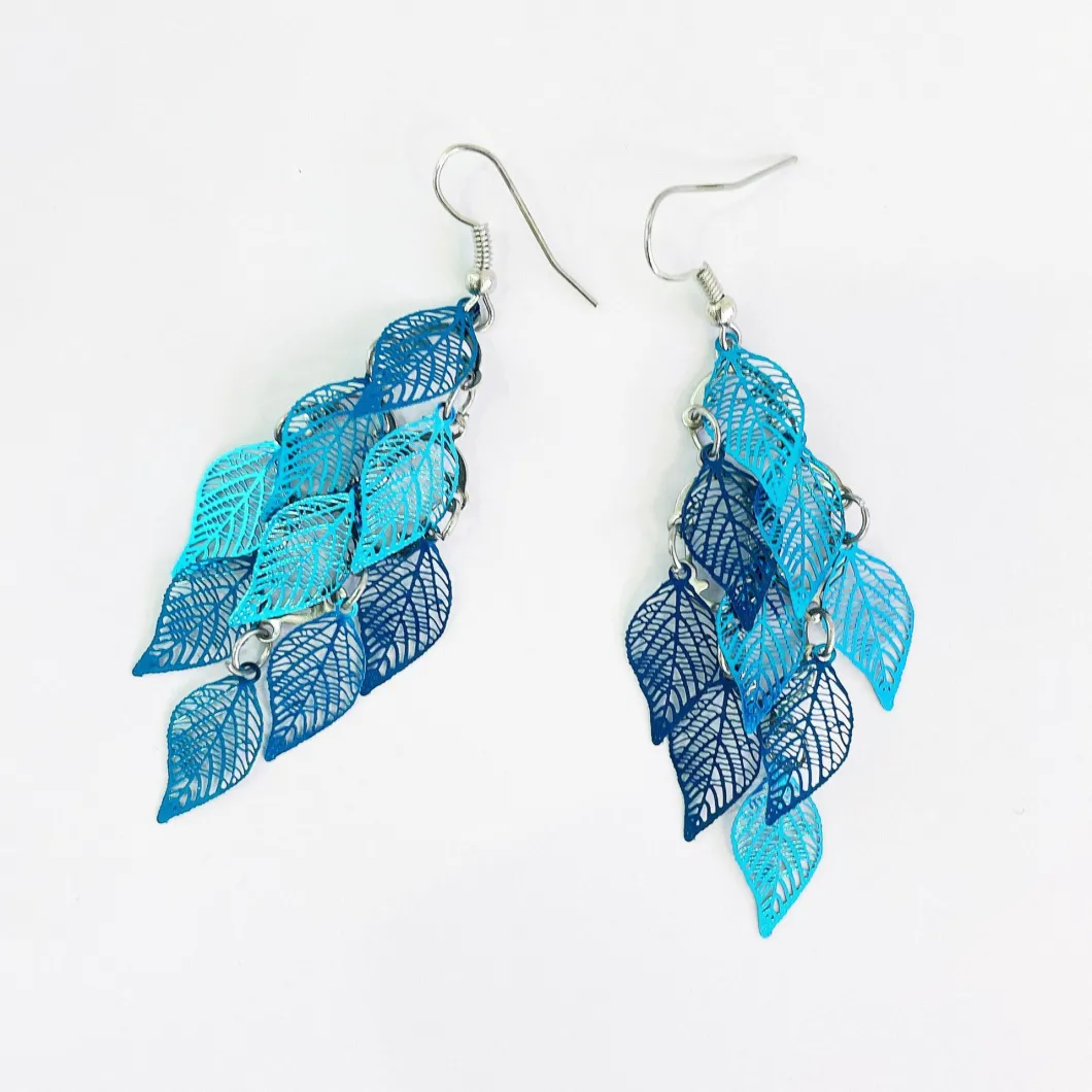 Fashion Colorful Nine-Piece Leaf Earrings