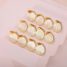 Amiee DIY 18K Gold Plated Stainless Steel Horoscope Pendant Jewelry