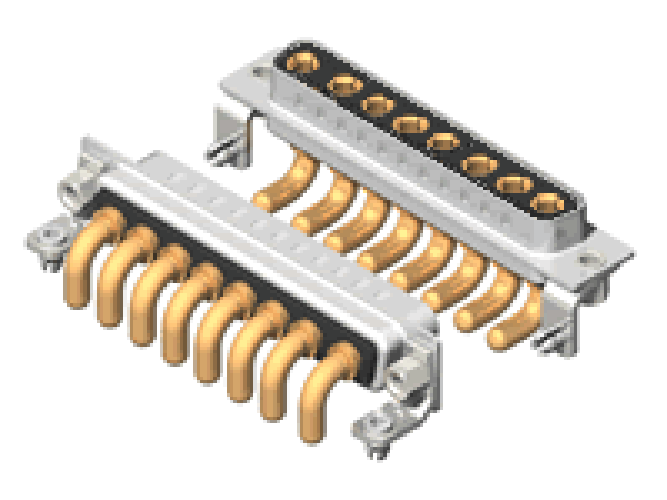 8W8 Power D-sub Connector มุมขวาบัดกรีหญิง