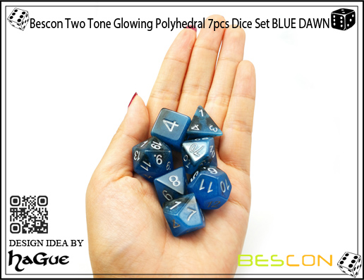 Bescon Two Tone Glowing Polyhedral 7pcs Dice Set BLUE DAWN-8 Bescon Two Tone Glowing Polyhedral 7pcs Dice Set BLUE DAWN-8