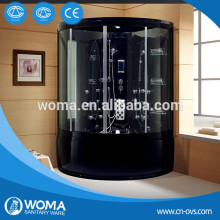 Black acrylic tray aluminium frame temerped glass steam shower room for double Y842