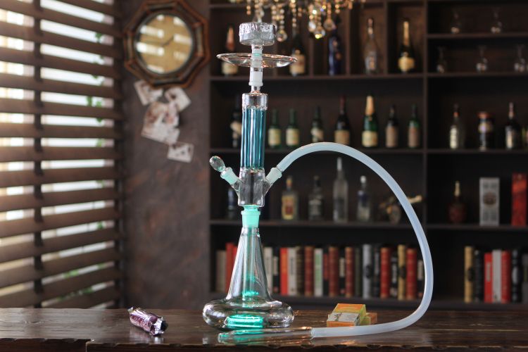 Customized hand blown led borosilicate glass pipe glass shisha hookah