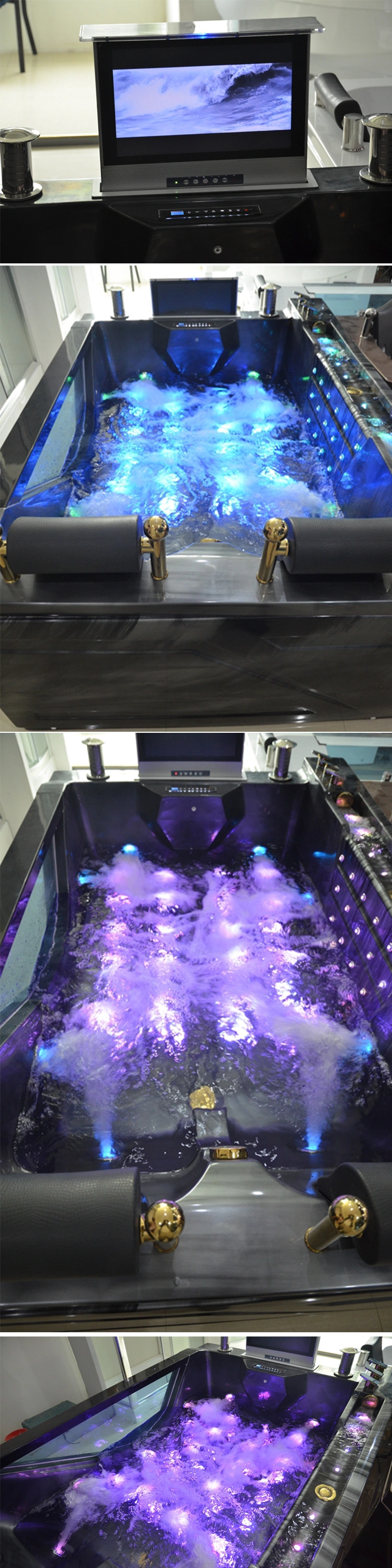 Bathroom Two People Air Bubble Function LED Jacuzzi Bathtub