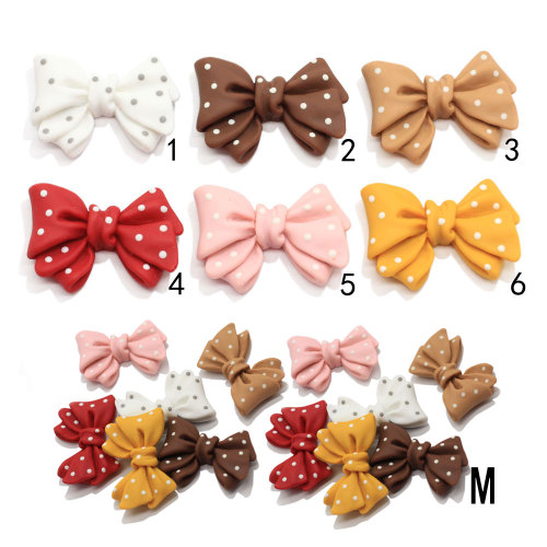 Colorful Bow knot with round White Dots Resin Bead Handmade Art Decor Children Pendants Jewelry Finding