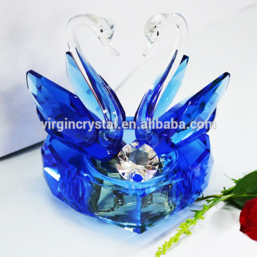 Wholesale crystal deep blue swans music box for gifts