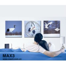 White Swans Flying In The Sky Of Painting Wall Clock For Home Decoration