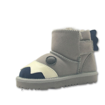 Cute Grey Ankle Boots Girls with Animal Faces