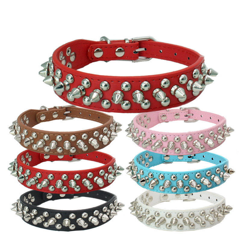 Dogs cats collar accessories adjustable necklace collar with buckle with rivet leopard pattern pet collar