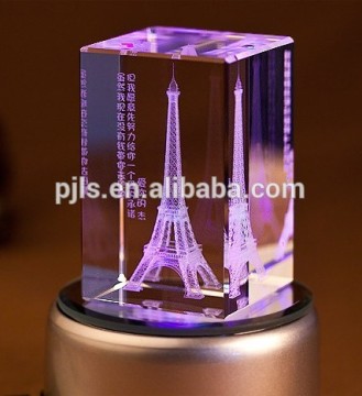 led base, 3d laser with led base, crystal cube with customized logo