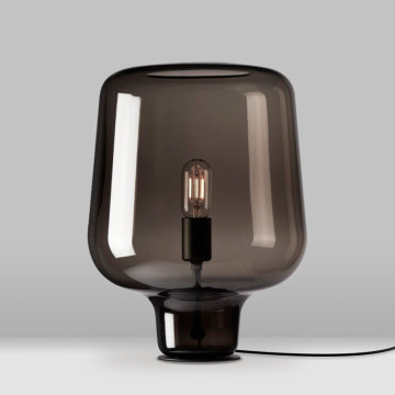 Lampe de table d&#39;appoint en verre noir LEDER