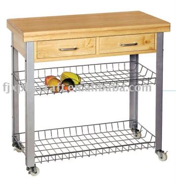 Rubber Wood Kitchen Trolley