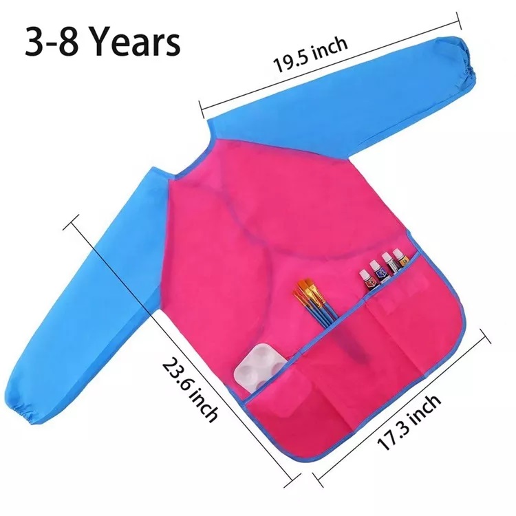 Topwill M Ukuran Kids Apron Lengan Panjang Waterproof Child Art Apron Smock dengan tiga kantong untuk sekolah lukisan seni