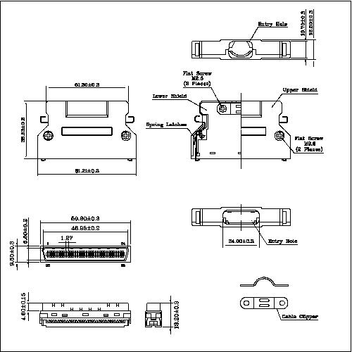 1.27mm Series Shielded Backshell Kits 68P Str 1.27mm Series Shielded Backshell Kits 68P Str
