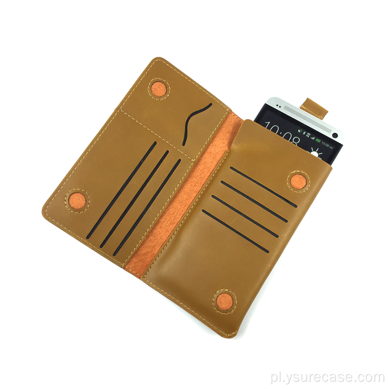 Kabura telefoniczna z podwójnym klamrą ze wspornikiem portfela karty
