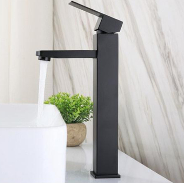 Black Tall Vessel Bathroom Faucet for Washbasin